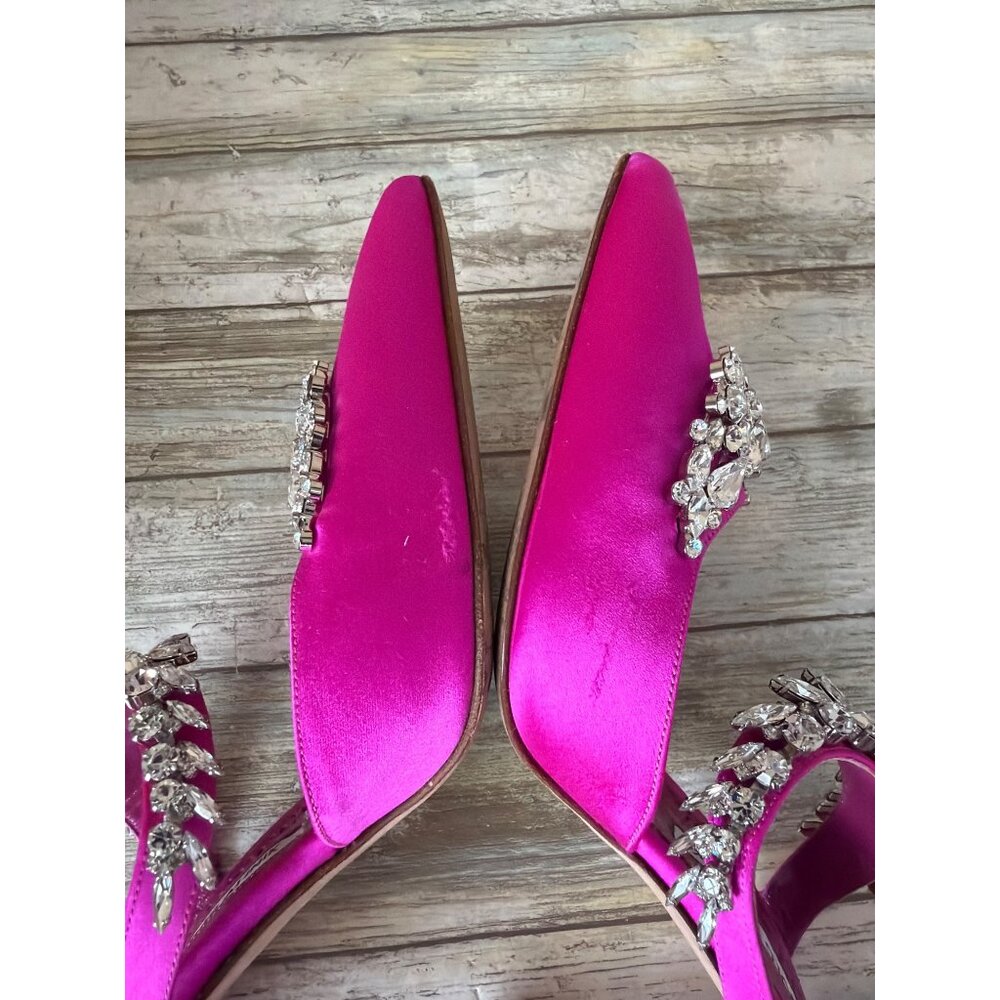 Manolo Blahnik Lurum Pink Satin Crystal 90mm Mule Heels EU 40 w/Box Dust Bag COA - Picture 7 of 16